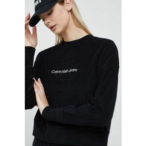 Mikina Calvin Klein Jeans dámska, čierna farba, s nášivkou vyobraziť
