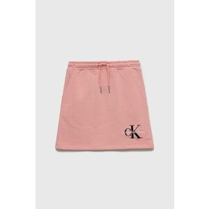 Dievčenská bavlnená sukňa Calvin Klein Jeans ružová farba, mini, rovný strih vyobraziť