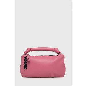 Kožená kabelka Karl Lagerfeld ružová farba vyobraziť