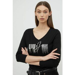 Bavlnené tričko s dlhým rukávom Liu Jo čierna farba vyobraziť