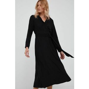 Šaty Lauren Ralph Lauren čierna farba, midi, áčkový strih vyobraziť