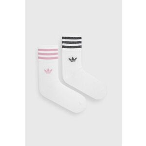 Ponožky adidas Originals (2-pak) HK0301-WHT/BLPNK, dámske, biela farba vyobraziť