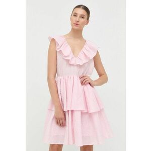 Šaty Custommade ružová farba, mini, áčkový strih vyobraziť