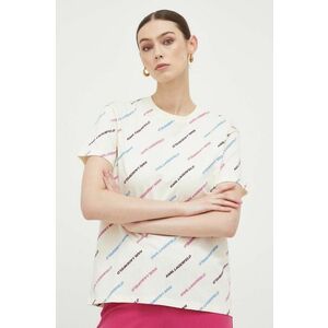 Bavlnené tričko Karl Lagerfeld béžová farba vyobraziť