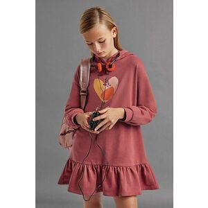 Dievčenské bavlnené šaty Mayoral ružová farba, mini, rovný strih vyobraziť