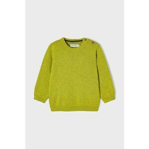 Detský sveter s prímesou vlny Mayoral zelená farba, vyobraziť