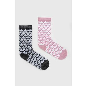 Ponožky adidas Originals (2-pak) HL9420-BLIPNK/BLK, dámske, ružová farba vyobraziť