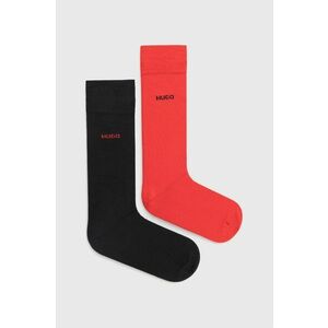 Ponožky HUGO (2-pak) pánske, červená farba vyobraziť