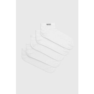 Ponožky BOSS (5-pak) pánske, biela farba vyobraziť