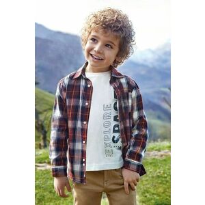 Detská bavlnená košeľa Mayoral bordová farba vyobraziť