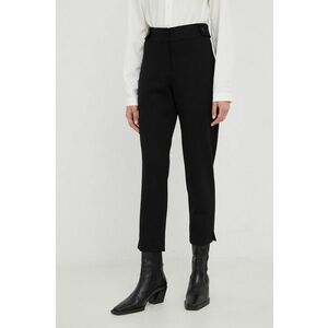 Nohavice MICHAEL Michael Kors dámske, čierna farba, rovné, vysoký pás vyobraziť