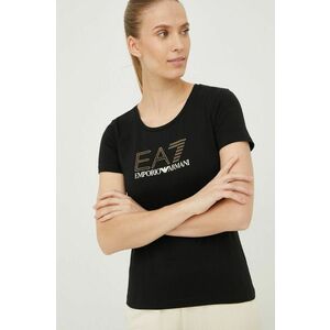 Tričko EA7 Emporio Armani dámsky, čierna farba, vyobraziť
