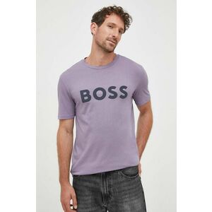 Bavlnené tričko BOSS BOSS CASUAL fialová farba, s potlačou vyobraziť