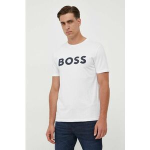 Bavlnené tričko BOSS BOSS CASUAL béžová farba, s potlačou vyobraziť