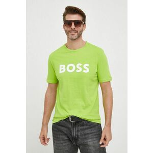 Bavlnené tričko BOSS BOSS CASUAL zelená farba, s potlačou vyobraziť