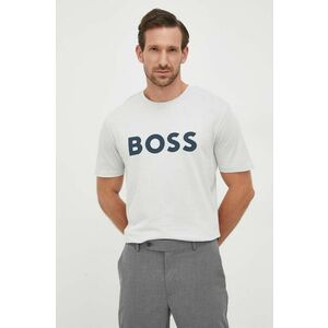 Bavlnené tričko BOSS BOSS CASUAL šedá farba, s potlačou vyobraziť