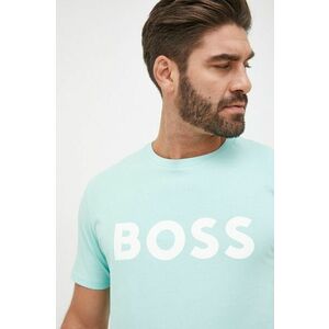 Bavlnené tričko BOSS Boss Casual zelená farba, s potlačou vyobraziť