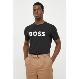 Bavlnené tričko BOSS Boss Casual čierna farba, s potlačou vyobraziť