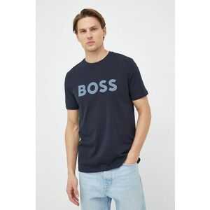 Bavlnené tričko BOSS Boss Casual tmavomodrá farba, s potlačou vyobraziť