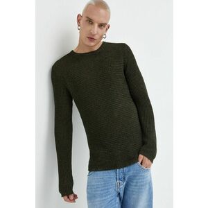 Bavlnený sveter Produkt by Jack & Jones pánsky, zelená farba, tenký, vyobraziť