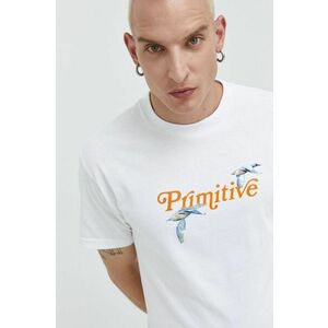 Bavlnené tričko Primitive biela farba, s potlačou vyobraziť