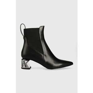 Kožené topánky chelsea Karl Lagerfeld K-blok dámske, čierna farba, na podpätku, vyobraziť