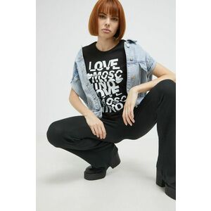Bavlnené tričko Love Moschino čierna farba vyobraziť