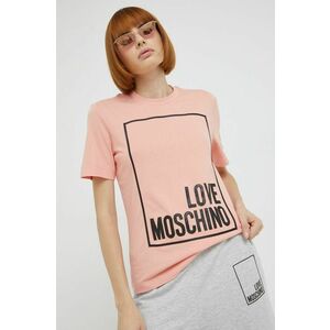 Bavlnené tričko Love Moschino ružová farba vyobraziť