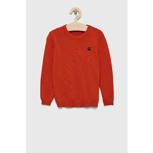 Detský bavlnený sveter United Colors of Benetton červená farba, tenký vyobraziť