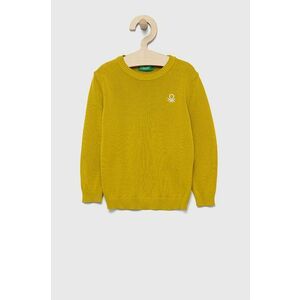 Detský bavlnený sveter United Colors of Benetton zelená farba, tenký vyobraziť