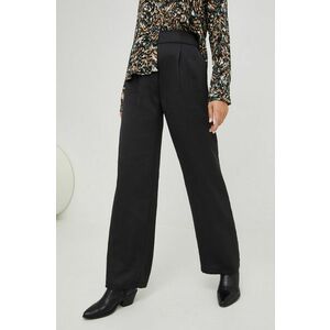 Nohavice Answear Lab dámske, čierna farba, rovné, vysoký pás vyobraziť