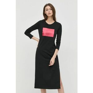 Bavlnené šaty Armani Exchange čierna farba, midi, rovný strih vyobraziť