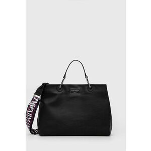 Kožená kabelka Emporio Armani čierna farba vyobraziť