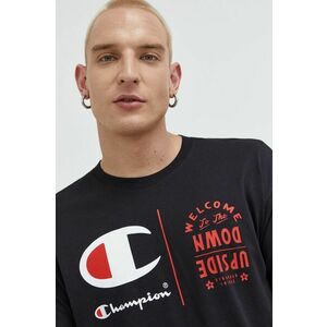 Bavlnené tričko Champion Xstranger Things čierna farba, s potlačou vyobraziť