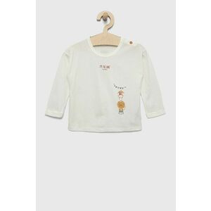 Detská bavlnená košeľa s dlhým rukávom United Colors of Benetton biela farba, s potlačou vyobraziť