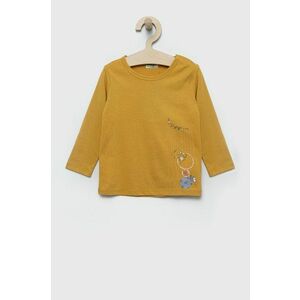 Detská bavlnená košeľa s dlhým rukávom United Colors of Benetton žltá farba, vyobraziť