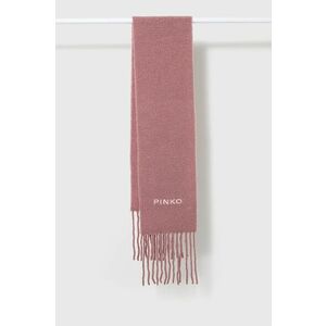 Vlnený šál Pinko ružová farba, s nášivkou vyobraziť