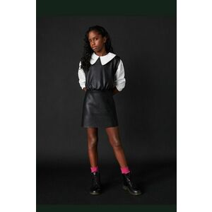 Dievčenské šaty Sisley čierna farba, mini, rovný strih vyobraziť