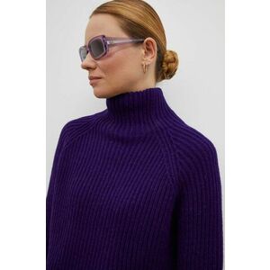 Vlnený sveter Drykorn dámsky, fialová farba, teplý, s rolákom vyobraziť
