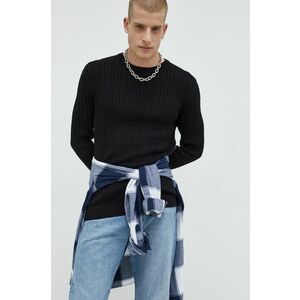 Bavlnený sveter Produkt by Jack & Jones pánsky, čierna farba, tenký, vyobraziť