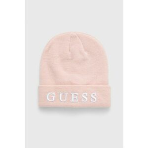 Detská čiapka s prímesou vlny Guess ružová farba biela, vyobraziť