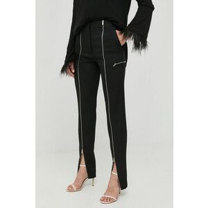 Vlnené nohavice Victoria Beckham dámske, čierna farba, priliehavé, vysoký pás vyobraziť