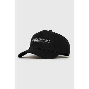 Bavlnená čiapka Armani Exchange čierna farba, s potlačou vyobraziť