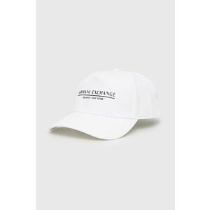 Bavlnená čiapka Armani Exchange biela farba, s potlačou vyobraziť