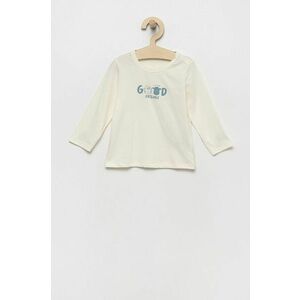 Detská bavlnená košeľa s dlhým rukávom United Colors of Benetton béžová farba, vyobraziť