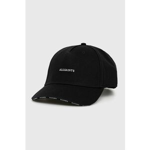 Bavlnená čiapka AllSaints čierna farba, s nášivkou vyobraziť