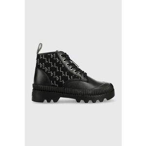 Členkové topánky Karl Lagerfeld Trekka Ii dámske, čierna farba, na plochom podpätku, vyobraziť