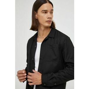 Košeľa Bruuns Bazaar pánska, čierna farba, regular, s klasickým golierom vyobraziť
