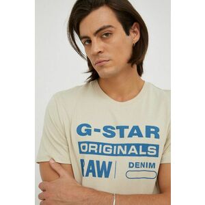 Bavlnené tričko G-Star Raw béžová farba, s potlačou vyobraziť