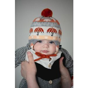 Detská čiapka s prímesou vlny Reima oranžová farba biela, z hrubej pleteniny, vyobraziť